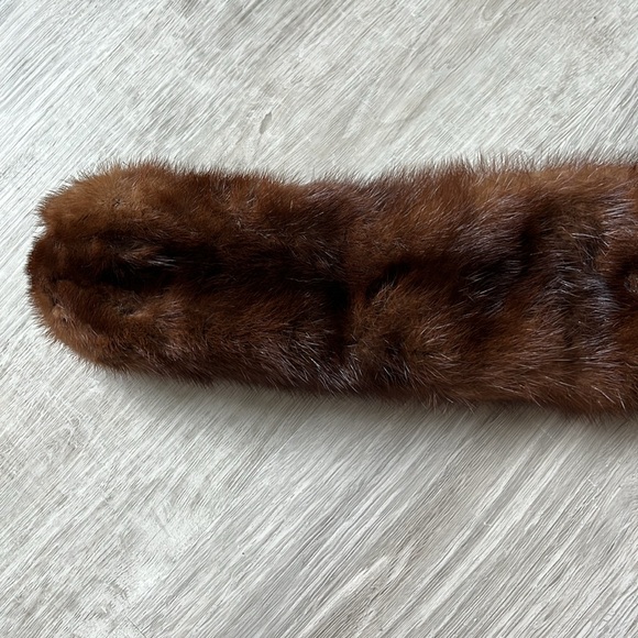 Vintage Mink Fur Scarf Collar Neck Wrap Full Pelt‎ Stole Brown 32” x 4” - Picture 5 of 12